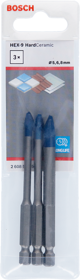 Bosch HEX-9 HardCeramic drill bit set 5/6/8 mm.