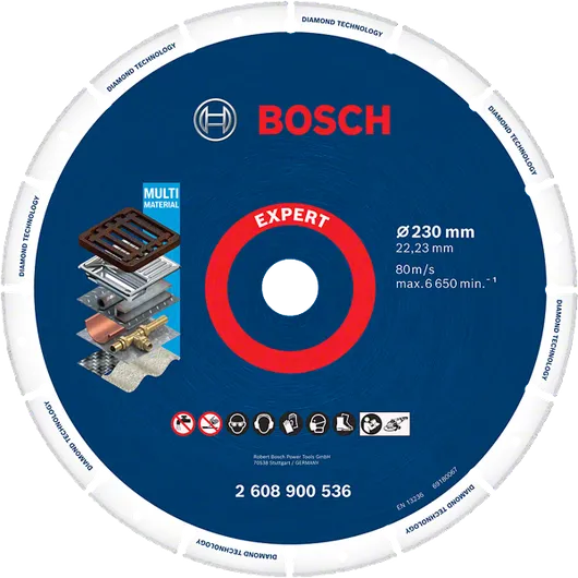 Bosch EXPERT Diamond Metal Wheel 230 mm multi material cutting disc.