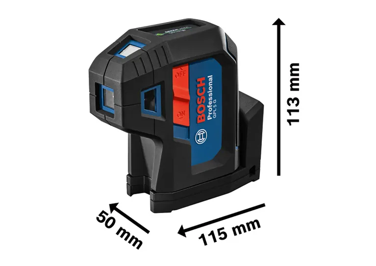 Bosch GPL 5 G point laser, compact with 113 mm height.