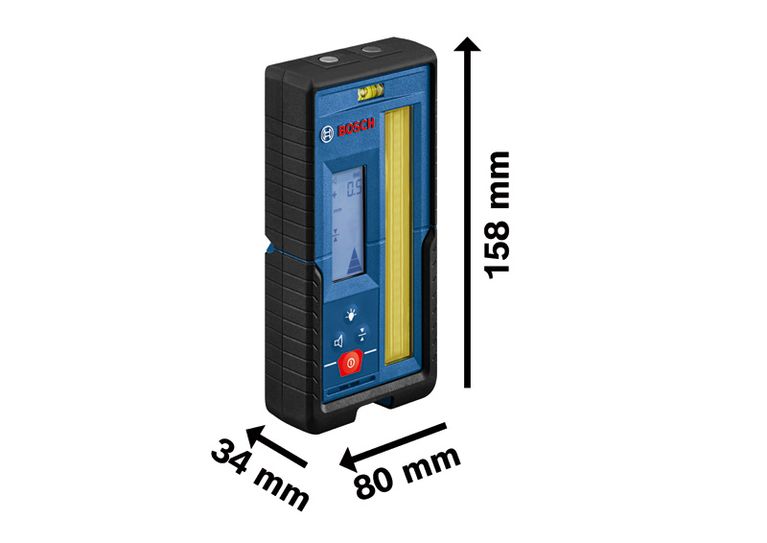 Bosch LR 45 laser receiver with dimensions shown.