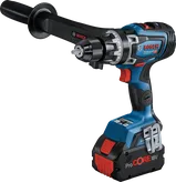 Bosch GSB 18V-150 C cordless combi drill with side handle.