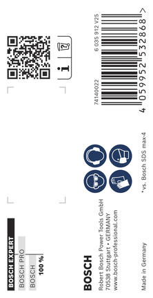 Bosch EXPERT SDS max-8X Hammer Drill Bit label.