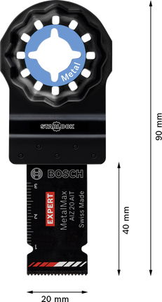 Bosch EXPERT MetalMax multitool blade for metal cutting.
