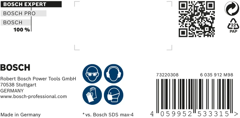 Bosch EXPERT SDS max-8X Hammer Drill Bit label.