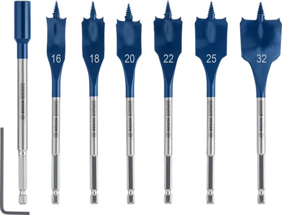 Bosch EXPERT Self Cut Speed spade drill bit set 7-piece.
