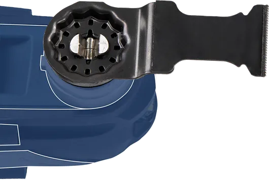 Oscillating multi-tool with a cutting blade attachment.