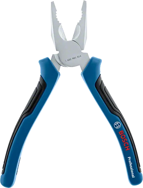 Bosch hand pliers with ergonomic blue handles.