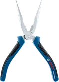 Bosch long nose pliers with ergonomic blue handles.
