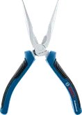 Bosch long nose pliers with ergonomic blue handles.