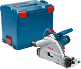 Bosch GKT 55 GCE plunge saw with storage case.
