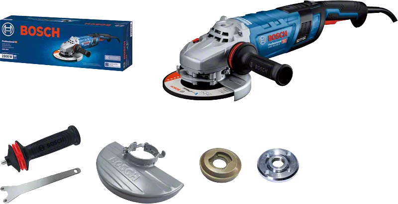 Bosch GWS 30 angle grinder with accessories.