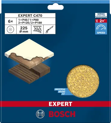Bosch EXPERT C470 sandpaper 225 mm 6-pack.