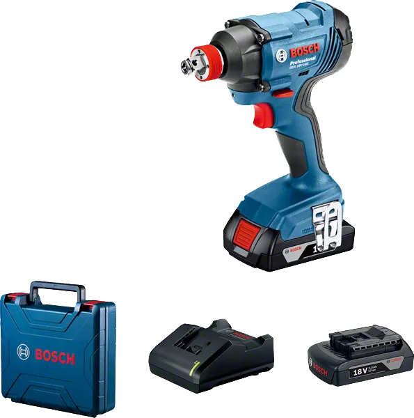Bosch GDX 180-LI impact driver set with battery and charger.