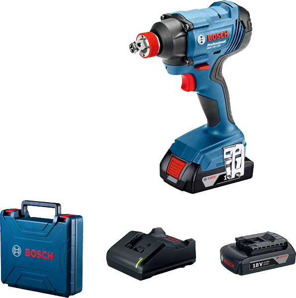Bosch GDX 180-LI impact driver set with battery and charger.