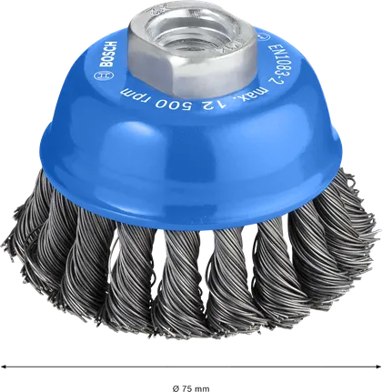 Bosch PRO Metal heavy cup brush 75 mm for angle grinders.