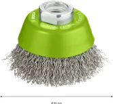 Bosch PRO stainless steel cup brush 65 mm for angle grinders.