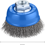 Bosch PRO Metal clean Cup Brush 70 mm for angle grinders.