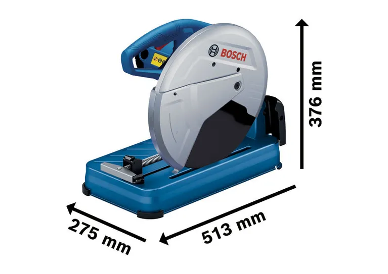 Bosch GCO 230 metal cut-off saw with size dimensions.