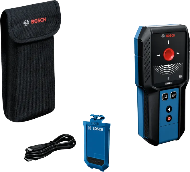 Bosch GMS 120 wall scanner with case and accessories.