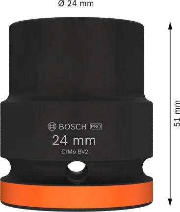 Bosch PRO Impact Socket 3/4" 24 mm with orange base.