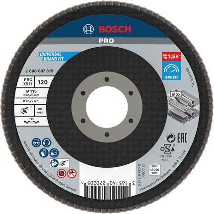 Bosch PRO X571 Flap Disc angled 115mm G120 for metal.
