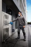Bosch GBL 650 blower used for cleaning air conditioner.