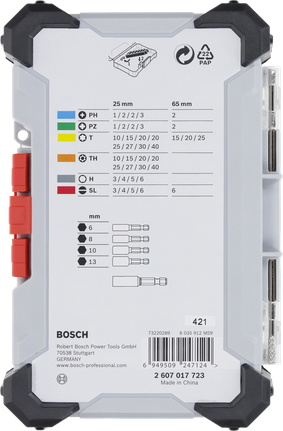 Bosch extra hard screwdriver bit set 43 pcs display.
