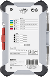 Bosch 35-piece screwdriver bit and metal HSS drill bit set.