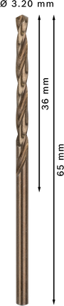 Bosch PRO HSS-Co twist drill bit 3.2 mm for stainless steel.