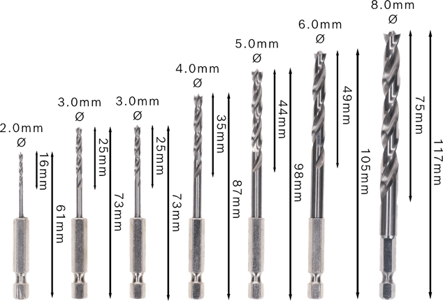 Bosch PRO Wood HSS Brad Point Drill Bit Set, 7 pcs.