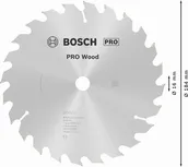 Bosch PRO Wood circular saw blade 184mm for precise wood cutting.