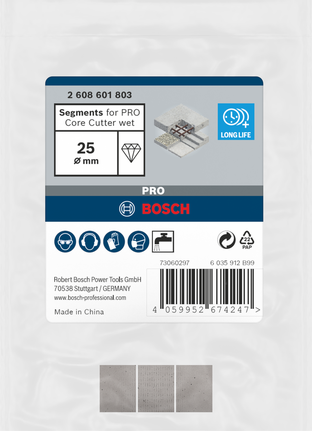 Bosch segments for PRO Core Cutter wet 25 mm.