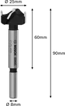 Bosch EXPERT laminated wood hinge cutting drill bit, 25mm diameter.
