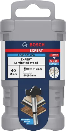 Bosch EXPERT Laminated Wood hinge cutting drill bit.