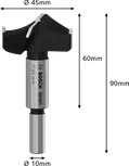 Bosch EXPERT Laminated Wood Hinge Cutting Drill Bit, 45mm diameter.
