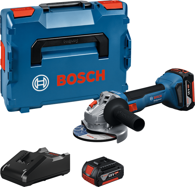 Bosch GWS 18V-8 cordless angle grinder set.