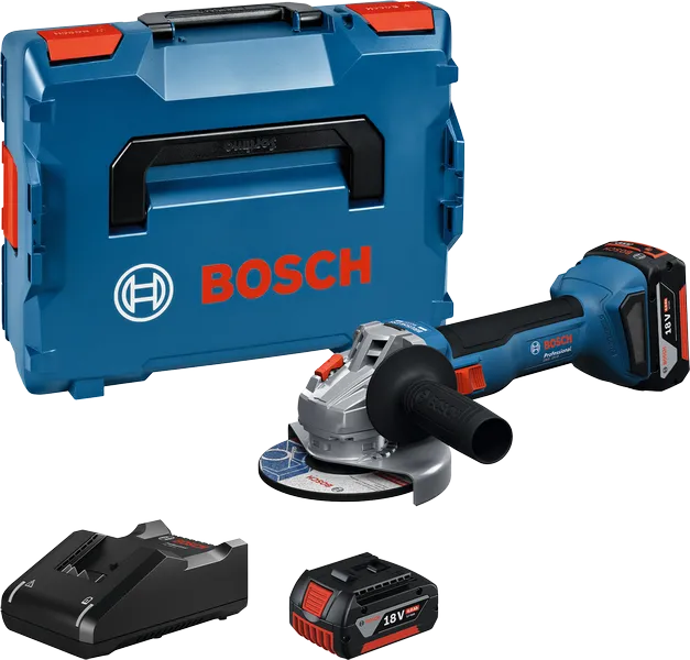 Bosch GWS 18V-8 cordless angle grinder set.