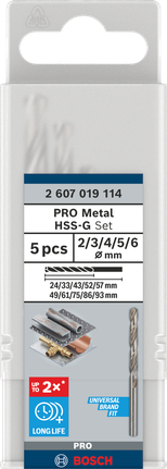 Bosch PRO Metal HSS-G Twist Drill Bit Set 5 pcs.