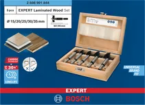 Bosch EXPERT Laminated Wood Hinge Cutting Drill Bit Set, 5 sizes.