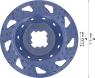 Bosch EXPERT Multi Material coarse slanted grinding head.