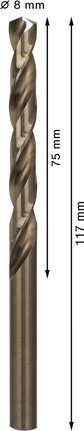 Bosch PRO stainless steel HSS-Co twist drill bit 8mm.
