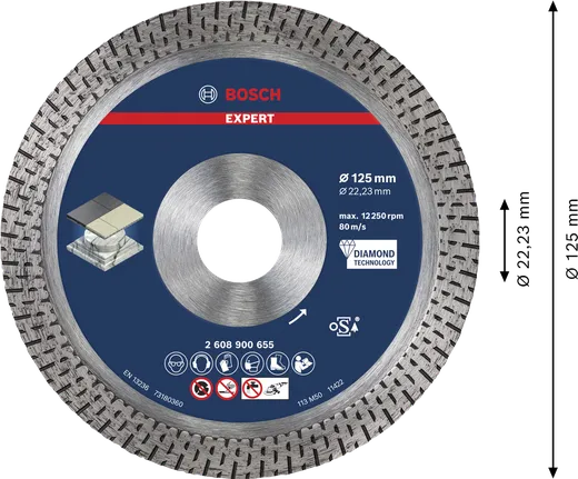 Bosch EXPERT HardCeramic diamond cutting disc 125 mm.