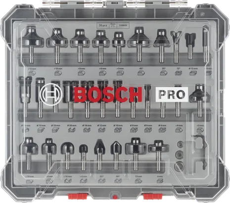 Bosch PRO router bit 30-piece set.