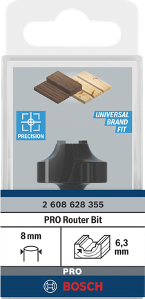 Bosch PRO Router Bit Ovolo R 6.3 mm for precise wood edging.