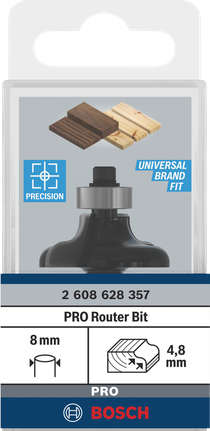 Bosch PRO Router Bit Ogee Fillet 4.8 mm radius.