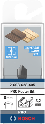 Bosch PRO Router Bit Beading R 3.2 x Ø 9.5 mm for precise woodworking.