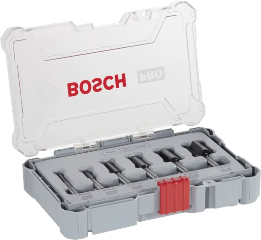 Bosch PRO Router Bit Straight Set 6 mm shank 6 pieces.