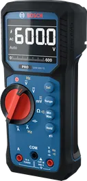 Bosch GDM 600-15 digital multimeter displaying 600 volts.