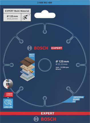 Bosch EXPERT Multi Material carbide cutting disc 125 x 22.23 mm.