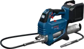 Bosch GFP 18V-10 cordless grease gun with hose attached.